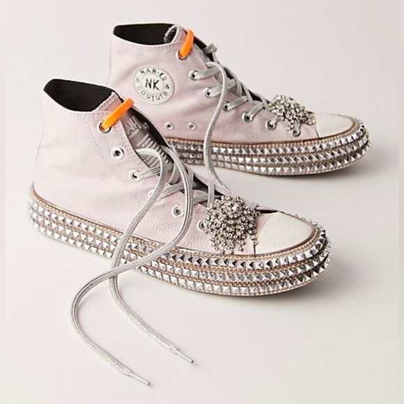NIB Free People x Nan-ku Cruise Studded Hi Top Sneakers, Mellow Mauve, Size 37/7 - Picture 1 of 10